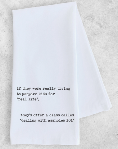 Dealing with Assholes 101 Tea Towel