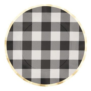 Dinner Plates S/8 Blk, Wht, Gold-Sophistiplate
