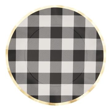 Dinner Plates S/8 Blk, Wht, Gold-Sophistiplate