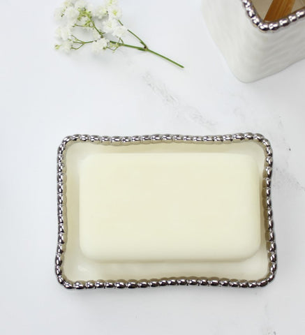 Soap Dish w/ Silver Dots