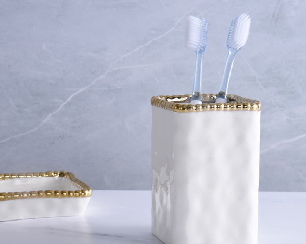 Toothbrush Holder w/ Gold Dots