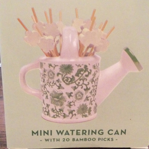 Green Toile Watering Can w/ 20 Picks