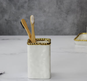 Toothbrush Holder w/ Gold Dots