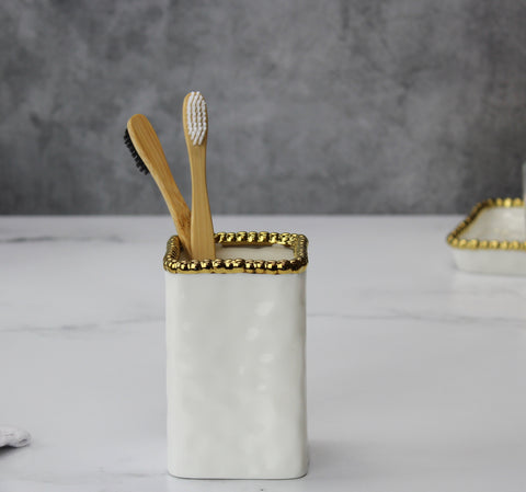 Toothbrush Holder w/ Gold Dots