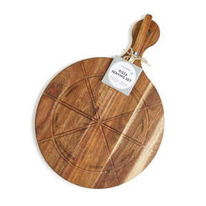 Wooden Pizza Serving Board w/ Pizza Cutter